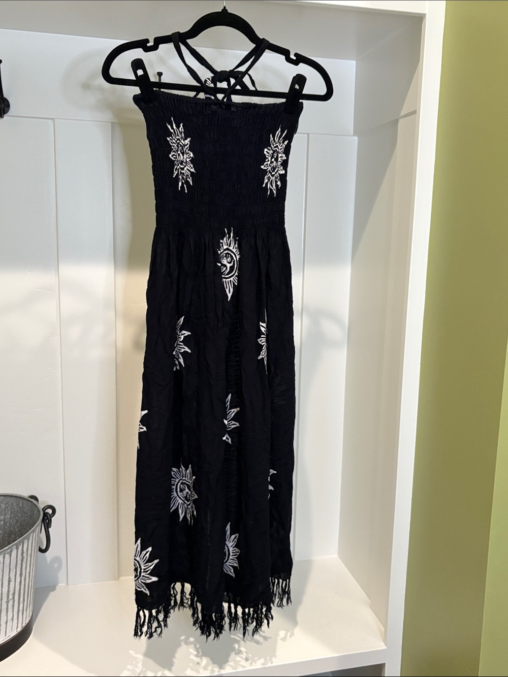 Black Sun Smocked Swim Cover Up